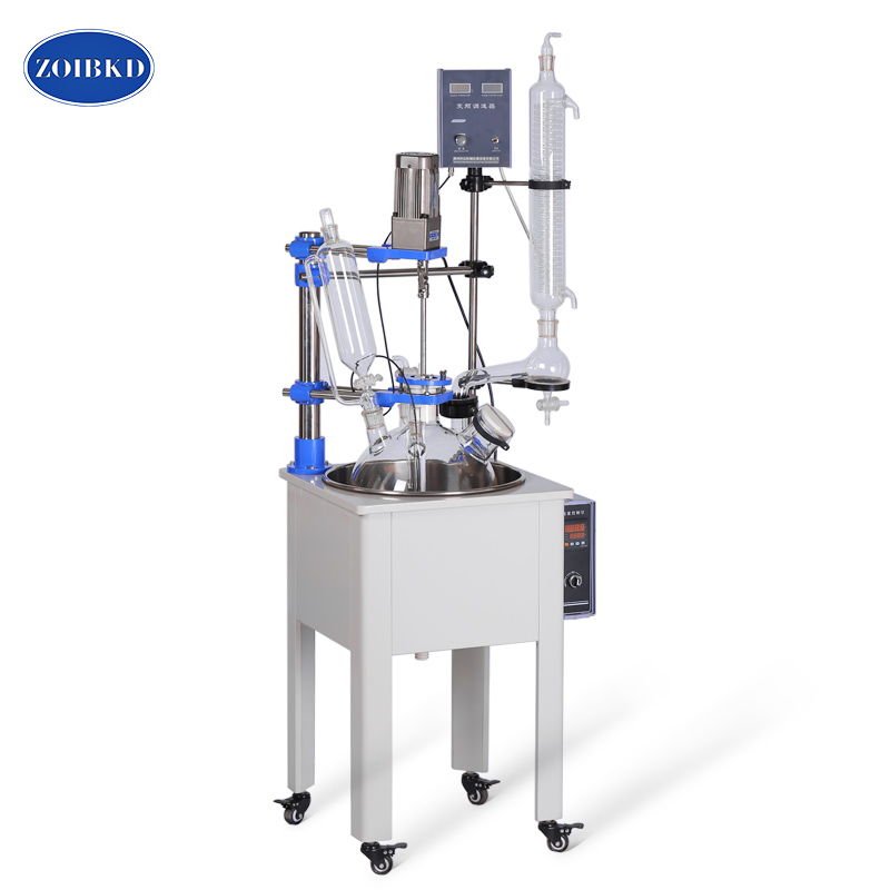 ZOIBKD Supply F-20L Volume Water Oil Bath With Condenser Reflux Flask For Lab Heating Single Layer Glass Reactor