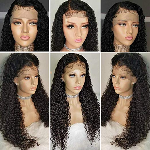 360 Lace Frontal Wigs water wave Curly HD Thin film swiss Human Hair Wig for Black Women with Baby Hairs 150% Density Natural Color diva1