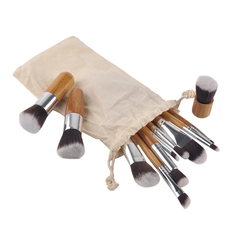Makeup Brushes Cosmetics Tools Natural Bamboo Handle Eyeshadow Cosmetic Makeup Brush Set Blush Soft Brushes Kit With Sack BR003