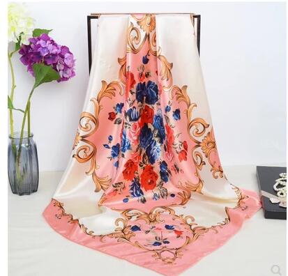 Silk scarves women's spring and winter to match the new variety scarf scarf silk satin shawl gifts 90*90