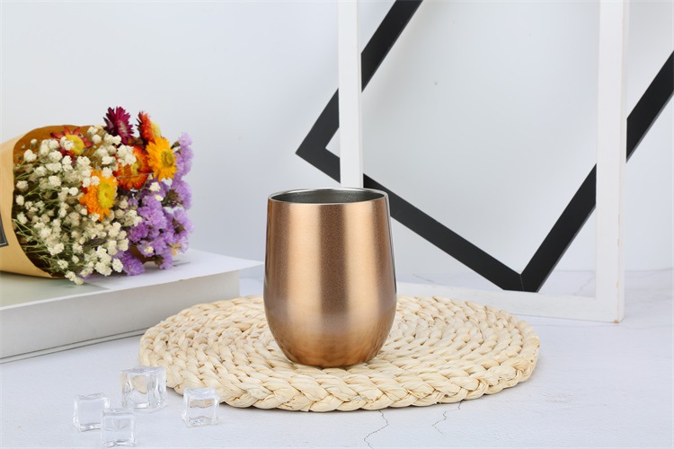 10pcs 12oz egg cups double layer 304 stainless steel wine cup stemless red wine glasses mugs vacuum insulated cup