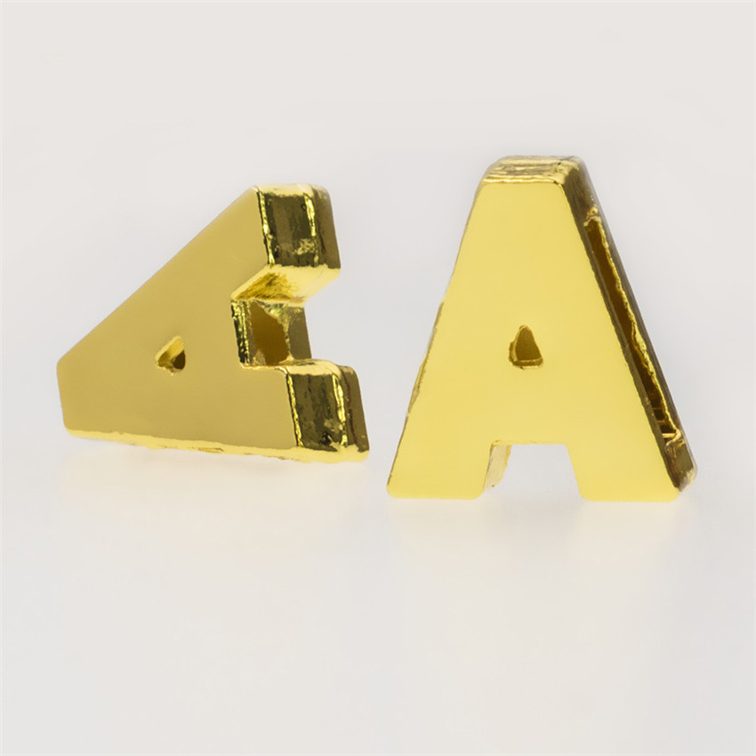 130pcs 8mm English alphabet letters AZ gold plain slide letters DIY accessory fit pet collarwristband keychain