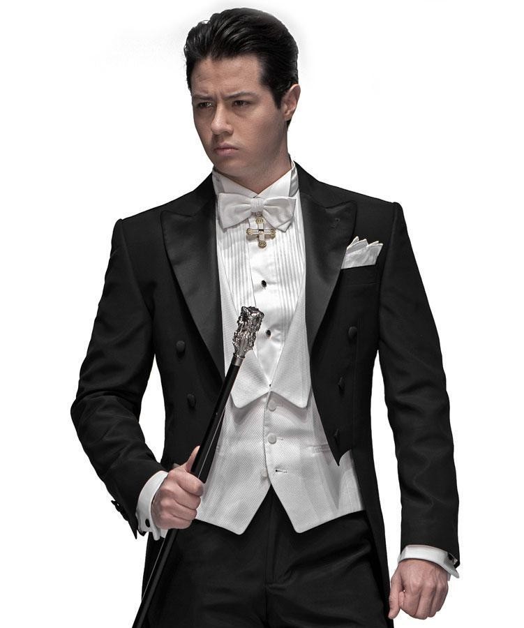 Wholesale -- Custom Design Peaked Lapel Black Tailcoat Men Party Groomsmen Suits in Wedding Tuxedos(Jacket+Pants+Tie+Vest) NO;304, Navy
Wholesale -- Custom Design Peaked Lapel Black Tailcoat Men Party Groomsmen Suits in Wedding Tuxedos(Jacket+Pants+Tie+Vest) NO;304, Navy