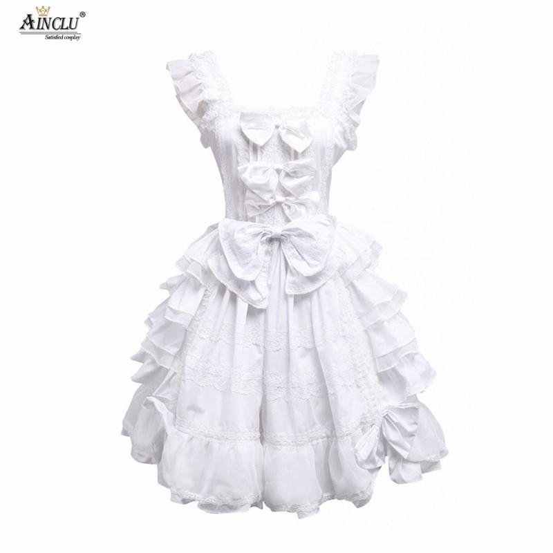 Sweet Lolita Dress Cosplay Costume Womens White Sleeveless Bows Ruffles Cotton Cute Lolita Dress Ainclu S-XXL Party Club
Sweet Lolita Dress Cosplay Costume Womens White Sleeveless Bows Ruffles Cotton Cute Lolita Dress Ainclu S-XXL Party Club