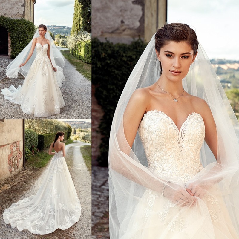 eddy k wedding dresses a line lace applique court train bridal gowns sweetheart high quality custom made wedding dress, Red