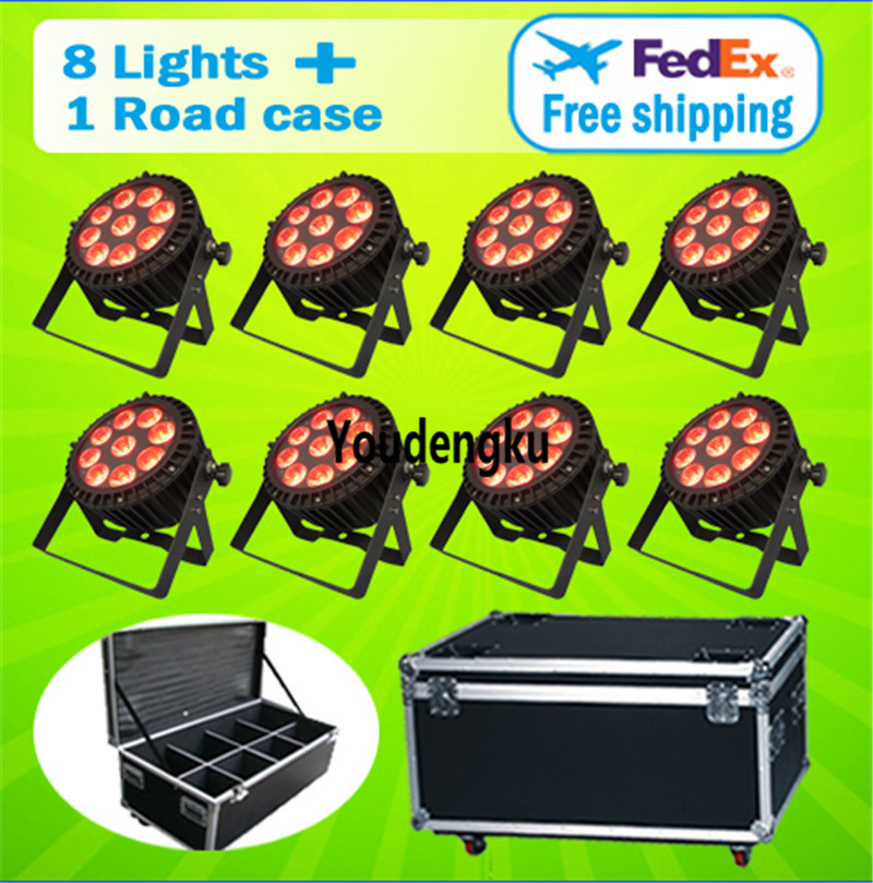 8 pieces with flight case mini stage light waterproof ip65 rgbw led dmx 9X12W flat par 4in1 led par lighting
