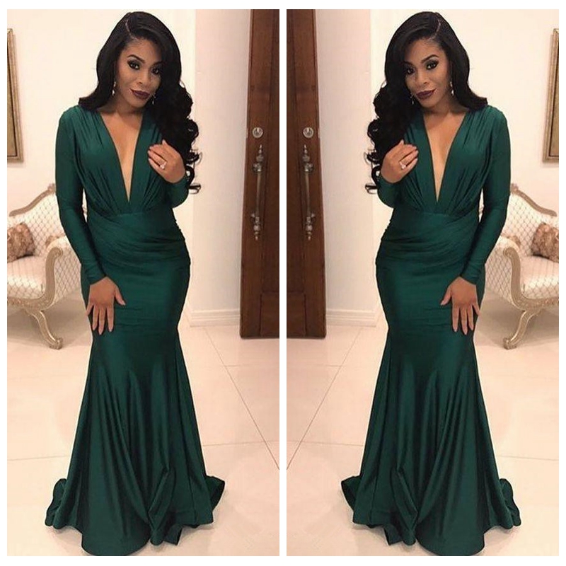 Dark Green Mermaid Dresses Evening Wear 2018 Deep V Neck Long Sleeve Prom Dress Party Gowns Special Occasion Arabic Dress Vesridos De Fiesta, Dark navy
Dark Green Mermaid Dresses Evening Wear 2018 Deep V Neck Long Sleeve Prom Dress Party Gowns Special Occasion Arabic Dress Vesridos De Fiesta, Dark navy