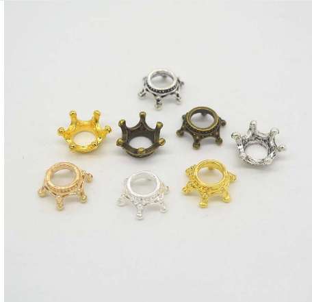 

50pcs/lot Gold/Silver/Antique Bronze Color Crown Bead Caps Connectors Charms End Beads Cap For DIY Jewelry Making Findings