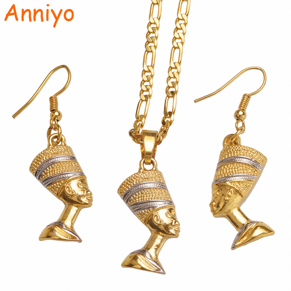 Anniyo Egypt Nefertiti Queen Portrait Pendant Necklace & Earrings Egyptian Women,Two Tone African Jewelry Party Sets #098906B, Silver
Anniyo Egypt Nefertiti Queen Portrait Pendant Necklace & Earrings Egyptian Women,Two Tone African Jewelry Party Sets #098906B, Silver