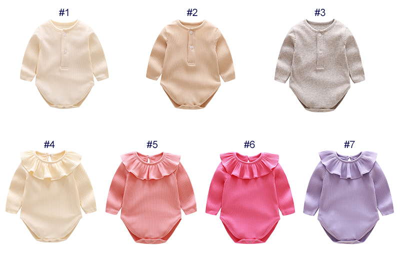 Solid Color Newborn Baby Romper Ruffled Collar Long Sleeve Infant Knitted Romper Comfortable Cotton Cute Baby Onesies 17121201, #1
Solid Color Newborn Baby Romper Ruffled Collar Long Sleeve Infant Knitted Romper Comfortable Cotton Cute Baby Onesies 17121201, #1