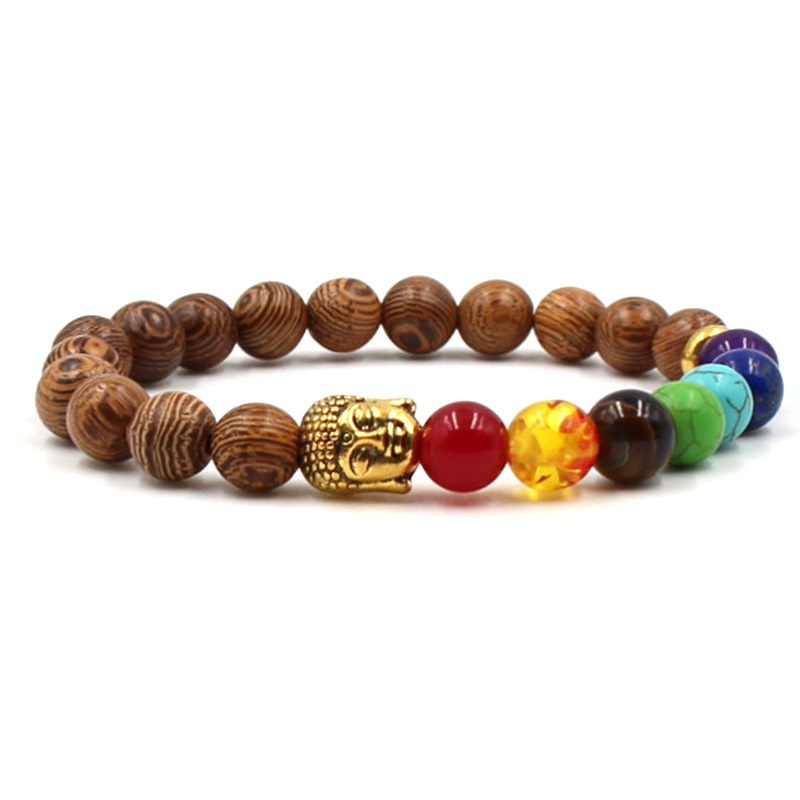 Chakra Bracelet Men Black Lava Healing Balance Beads Reiki Buddha Prayer Natural Stone Yoga Bracelet For Women Lava Bracelet