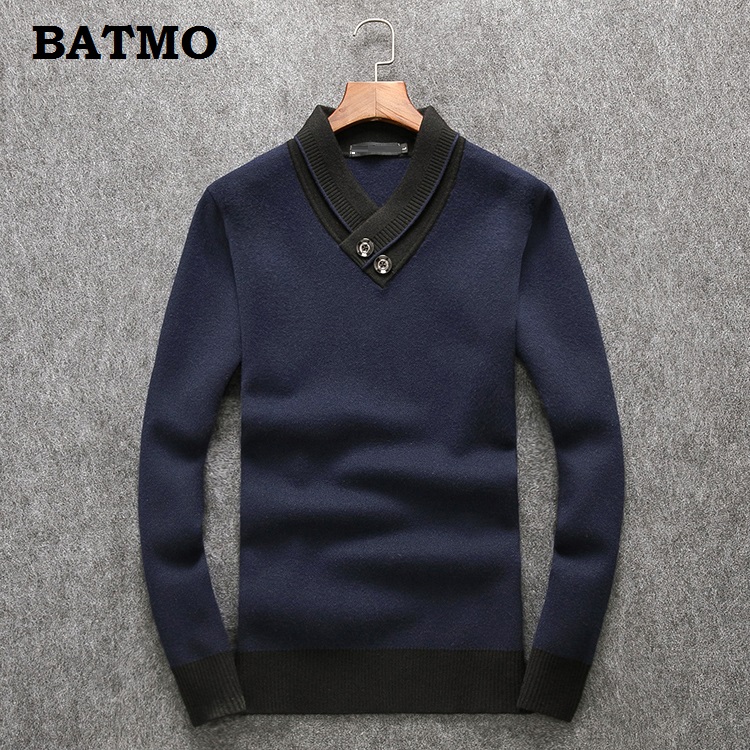 Batmo 2018 new arrival autumn high quality 90% wool casual sweater men,men's navy blue sweaters 006, Black
Batmo 2018 new arrival autumn high quality 90% wool casual sweater men,men's navy blue sweaters 006, Black