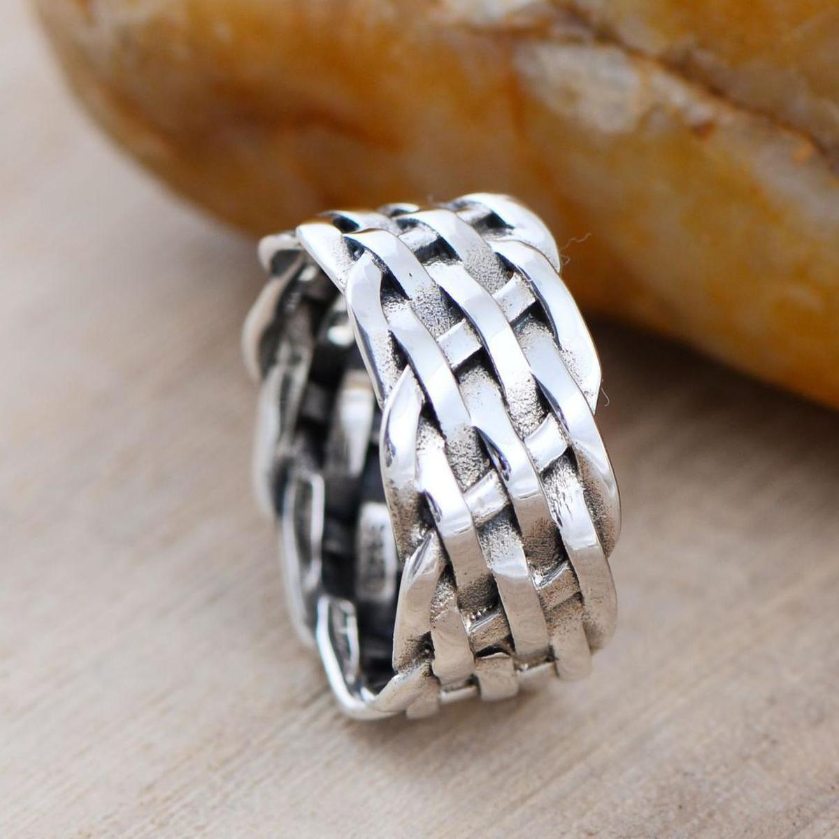 Genuine 925 Sterling Silver Rings For Women And Men Braided Ring Vintage Punk Fine Jewelry D18111405
