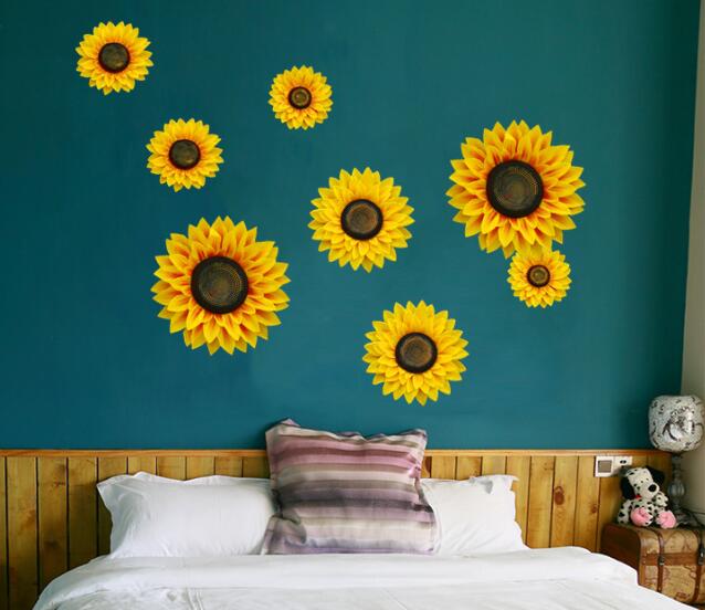 3D Artificial Sunflower Wall Stickers Cloth Sunflower For Wedding Home Party Decoration Craft Flowers Baby Shower Decoration