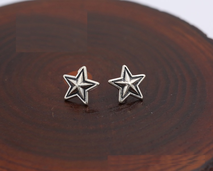 Brand new 925 sterling silver vintage jewelry American European antique silver hand-made designer stars stud earrings for women & men