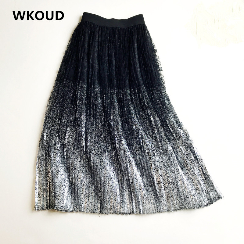 WKOUD Women's Long Skirts Vintage Bronzing Lace Patchwork Pleated Skirt Ladies Mesh Summer Mid-calf High Waist Skirts SK8002, Gold
WKOUD Women's Long Skirts Vintage Bronzing Lace Patchwork Pleated Skirt Ladies Mesh Summer Mid-calf High Waist Skirts SK8002, Gold