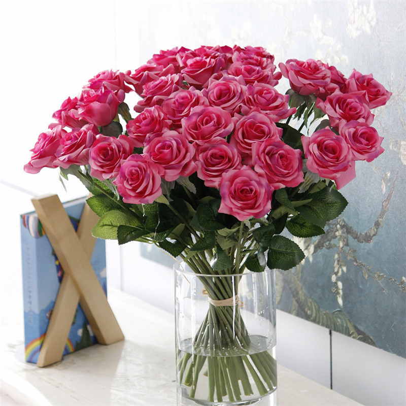 Artificial Flowers Rose Peony Flower New Home Decoration Wedding Bridal Bouquet Flower High Quality 9 Colors 25pcs/lot