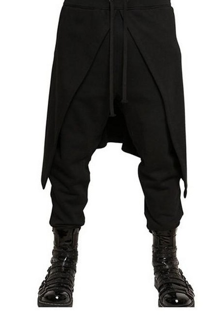 2018 Brand Cool Mens Gothic Punk Style Harem Pants Black Hip Hop Wear Skinny Dress Skirt Pants Trousers Faux 2pieces