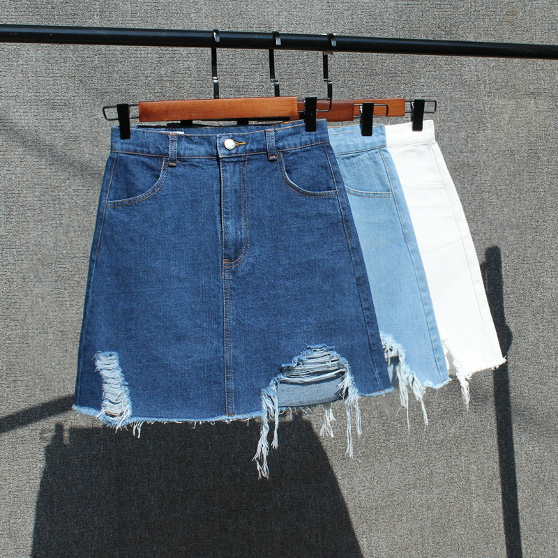 high quality Summer new Female Korean version High waist Slim wild Denim skirt Girls students Hole Package hip Large size A-Line, See chart
high quality Summer new Female Korean version High waist Slim wild Denim skirt Girls students Hole Package hip Large size A-Line, See chart