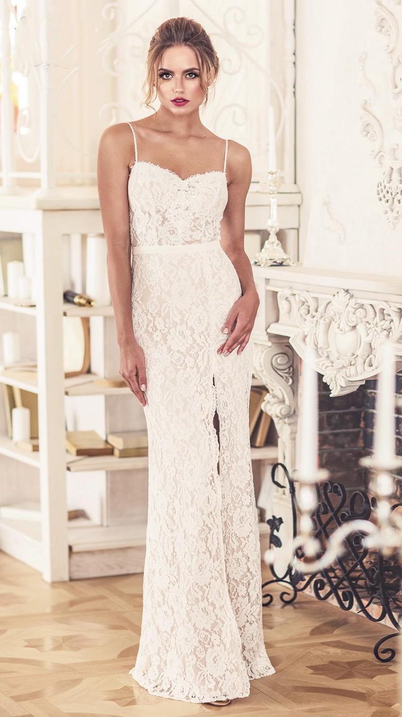 julie vino mermaid wedding dresses with detachable skirt full lace appliqued backless high split slits sexy spaghetti neck bridal gowns