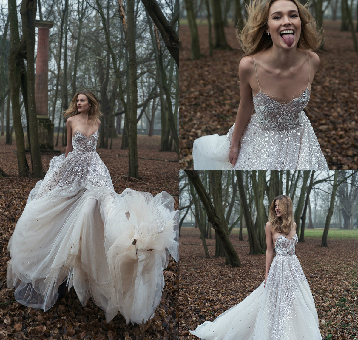 2019 Inbal Dror Wedding Dresses A Line Spaghetti Bling Sequins Appliques Sweep Train Beach Wedding Dresses Plus Size Boho vestidos de novia