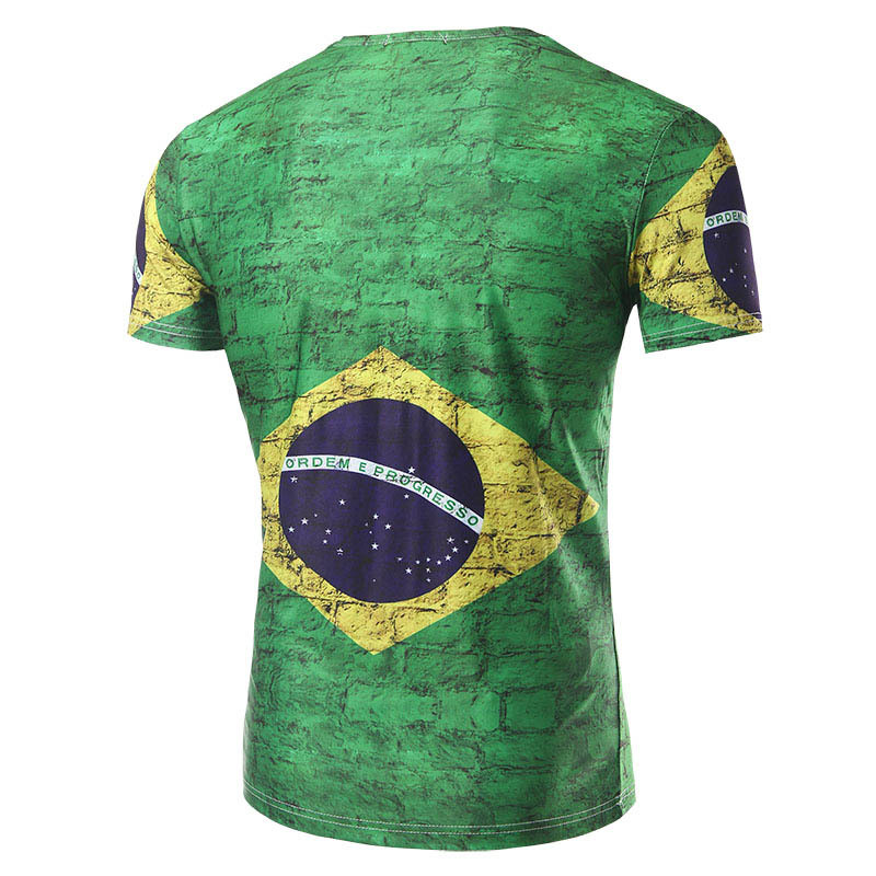 2018 Brazil Short Sleeve 3D Printed Soccer Fans T Shirts Casual Green Men World Cup T Shirts M-2XL