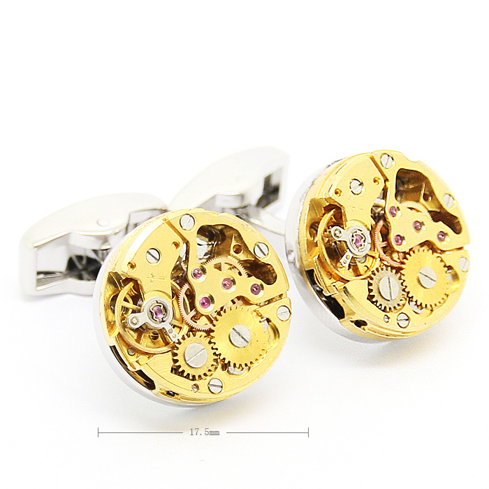 Father Day Men Business Watch Movement Cufflinks of immovable Beour Steampunk Gear Watch Mechanism Cuff links for Mens free box