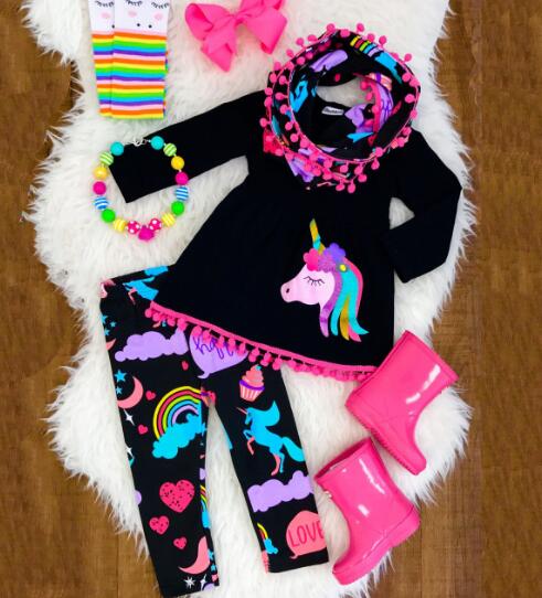 2018 Unicorn Baby Girls Clothes Set 2-7Y Kids Baby Girls 2PCS Cartoon Clothes Set Long Sleeve Mini Dress+Long Printed Pants, Black
2018 Unicorn Baby Girls Clothes Set 2-7Y Kids Baby Girls 2PCS Cartoon Clothes Set Long Sleeve Mini Dress+Long Printed Pants, Black
