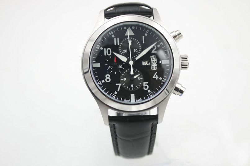 quartz Sport Watch 377701 MAN Wristwatch high quality leatcher Pilot's Black Dial Chronograph 42mm Six-pin multi-function
quartz Sport Watch 377701 MAN Wristwatch high quality leatcher Pilot's Black Dial Chronograph 42mm Six-pin multi-function
