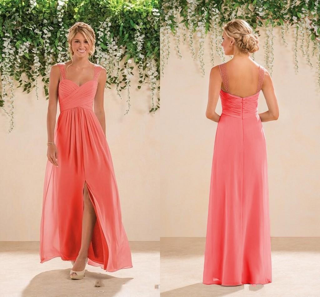 2018 Coral Beach Bridesmaids Dresses Chiffon Long A line Beaded Spaghetti Straps Crystals Split Prom Gowns Cheap Bridesmaid Dresses, White;pink
2018 Coral Beach Bridesmaids Dresses Chiffon Long A line Beaded Spaghetti Straps Crystals Split Prom Gowns Cheap Bridesmaid Dresses, White;pink