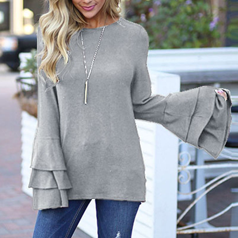 Spring Blusas Top 2018 Women Blouses Ladies Crew Neck Long Flare Sleeve Loose Blouse Casual Solid Baggy Work Ruffles Shirts, Red
Spring Blusas Top 2018 Women Blouses Ladies Crew Neck Long Flare Sleeve Loose Blouse Casual Solid Baggy Work Ruffles Shirts, Red