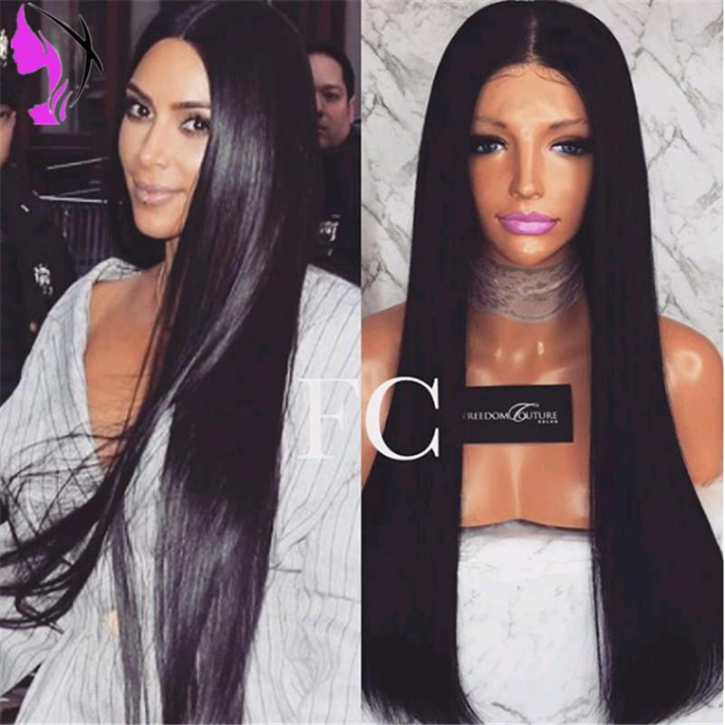 30inches long Black/Brown/blonde /red Straight brazilian Lace Wigs for Black Women Heat Resistant Synthetic Lace Front Wigs with Baby Hair