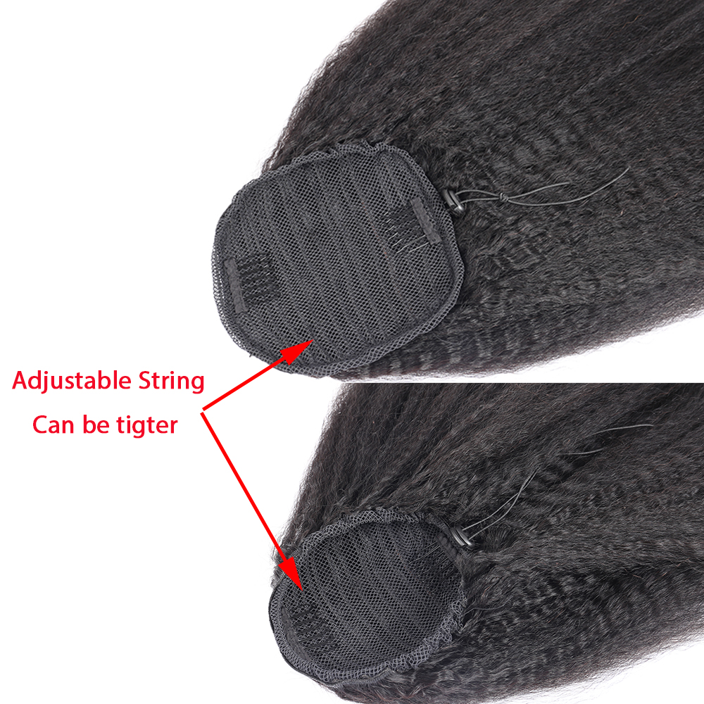 African long kinky blow out Virgin Brazilian Kinky Straight Ponytail Human Hair drawstring Pony tail Extensions 100g-140g Coarse Straight