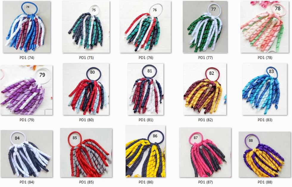 Woman Girl Korker Elastic Hairband Headwear Curl Tassel Ribbons Ponytail Holder Streamers Plain Colour 5Inch Corker Hair Bows Clips Rope PD002