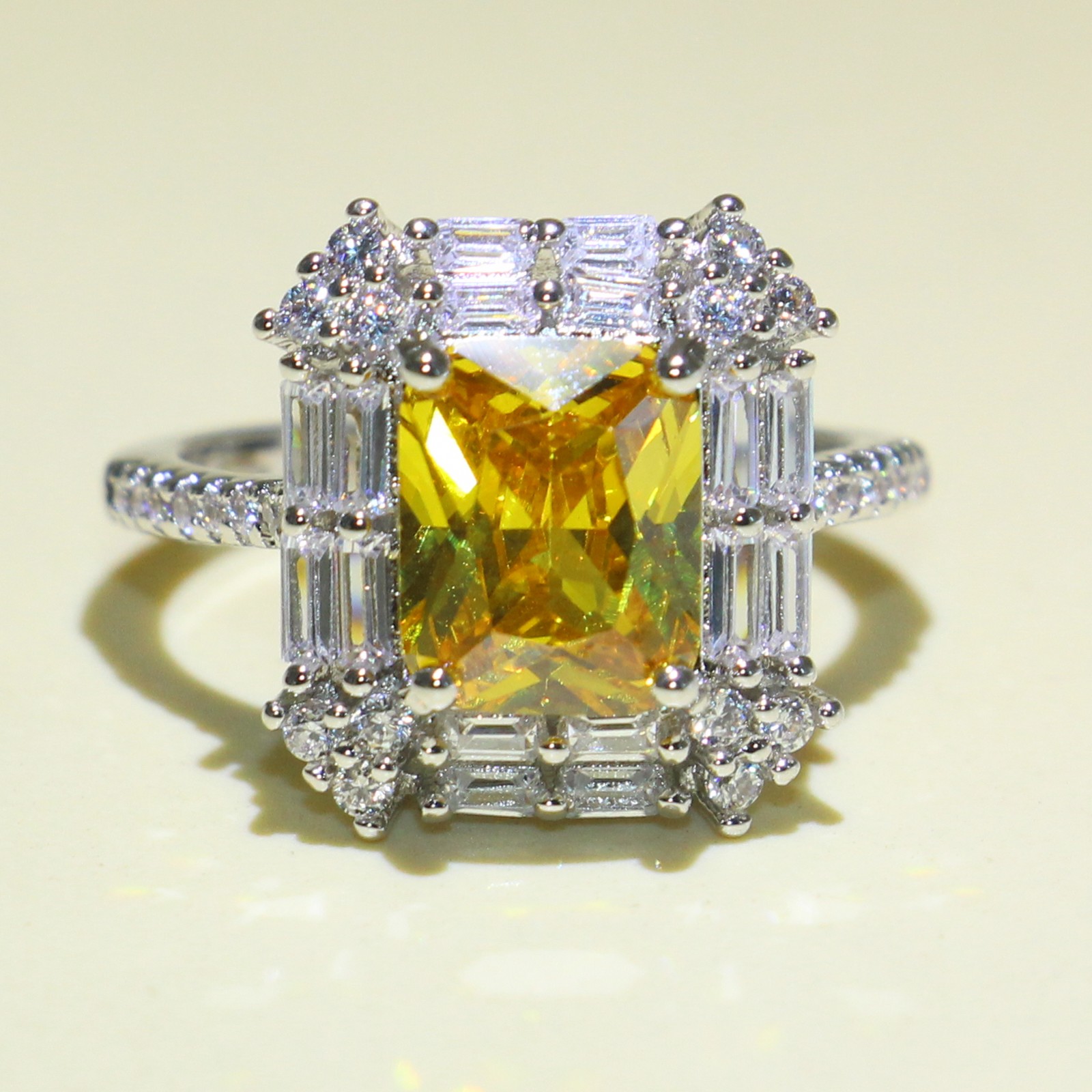 Victoria Wieck Stunning Handmade Luxury Jewelry 925 Sterling Silver T Princess Cut Gold Topaz CZ Diamond Women Wedding Band Ring For Lover