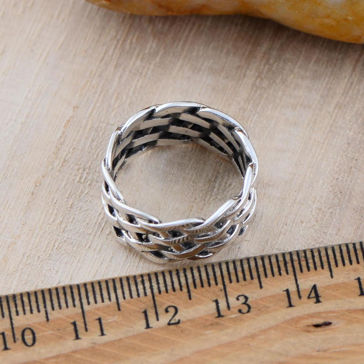 Genuine 925 Sterling Silver Rings For Women And Men Braided Ring Vintage Punk Fine Jewelry D18111405