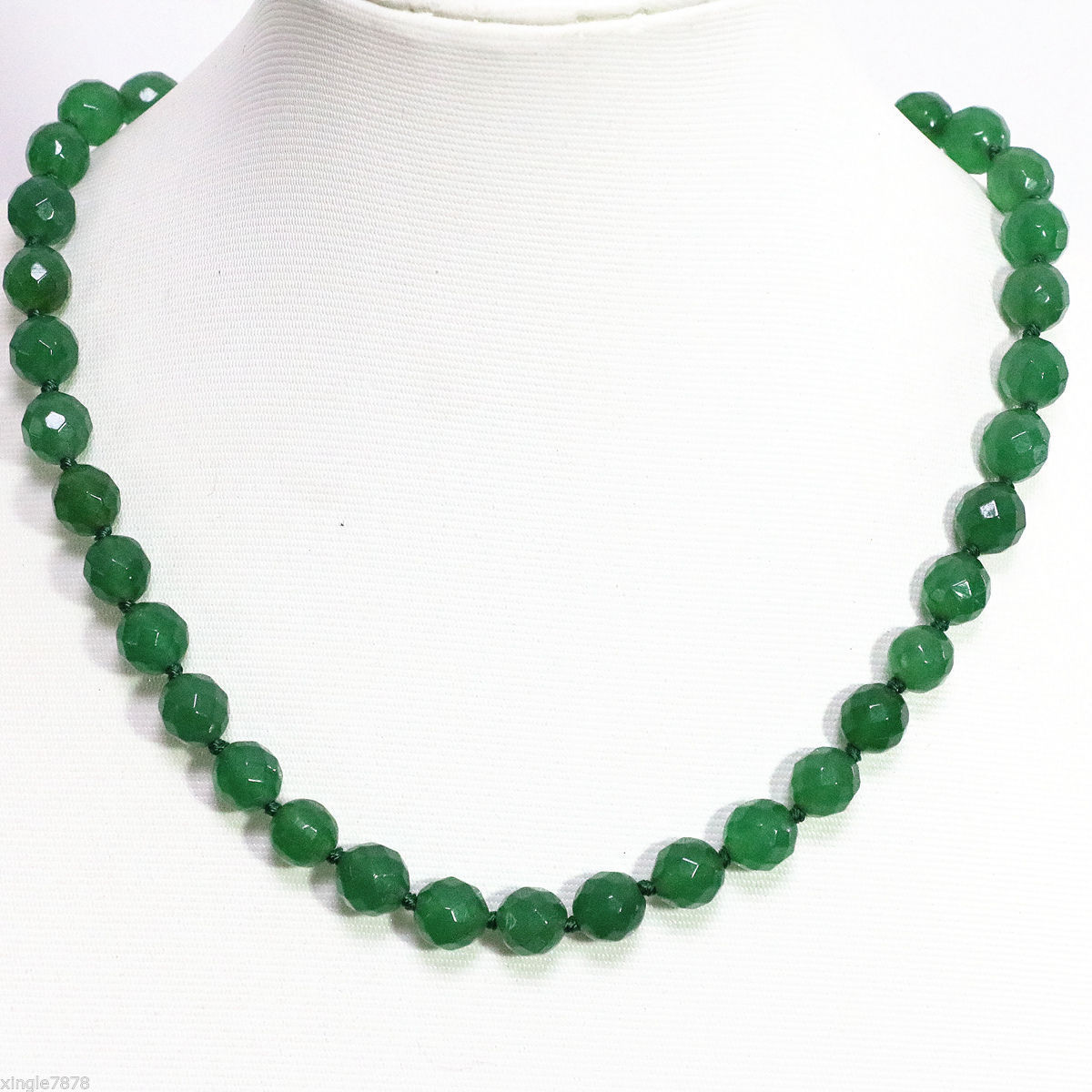 10mm green emerald jade jasper faceted round beads chain necklace 18 inch, Silver
10mm green emerald jade jasper faceted round beads chain necklace 18 inch, Silver