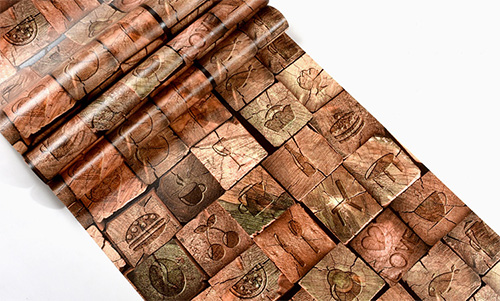 3D Stereo Embossed Wood Fiber Personality Wallpaper Retro Cafe Restaurant Kitchen Creative Waterproof Thickened Wallpaper