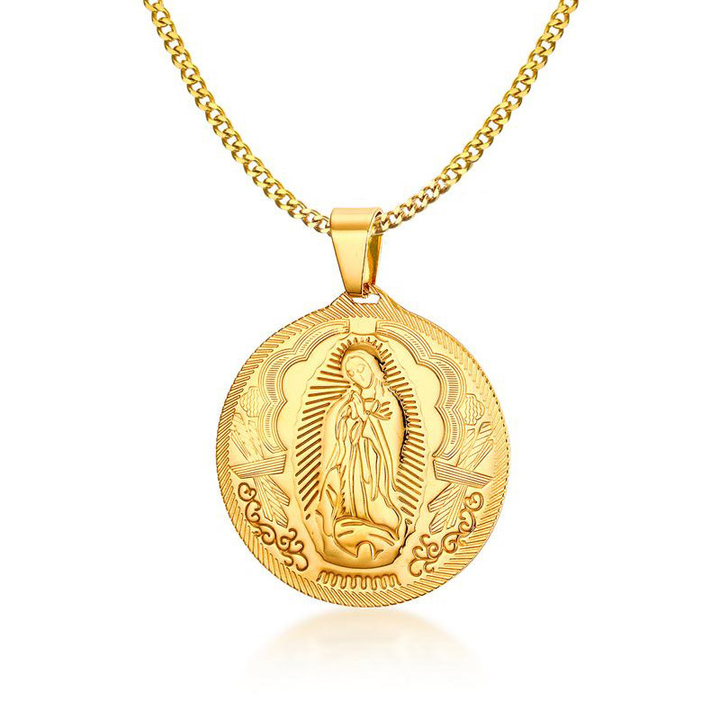 45MM Mother of God Necklace Pendant Gold Color Virgin Mary Mothers Mother Stainless Steel Christian Jewelry High Quality
45MM Mother of God Necklace Pendant Gold Color Virgin Mary Mothers Mother Stainless Steel Christian Jewelry High Quality