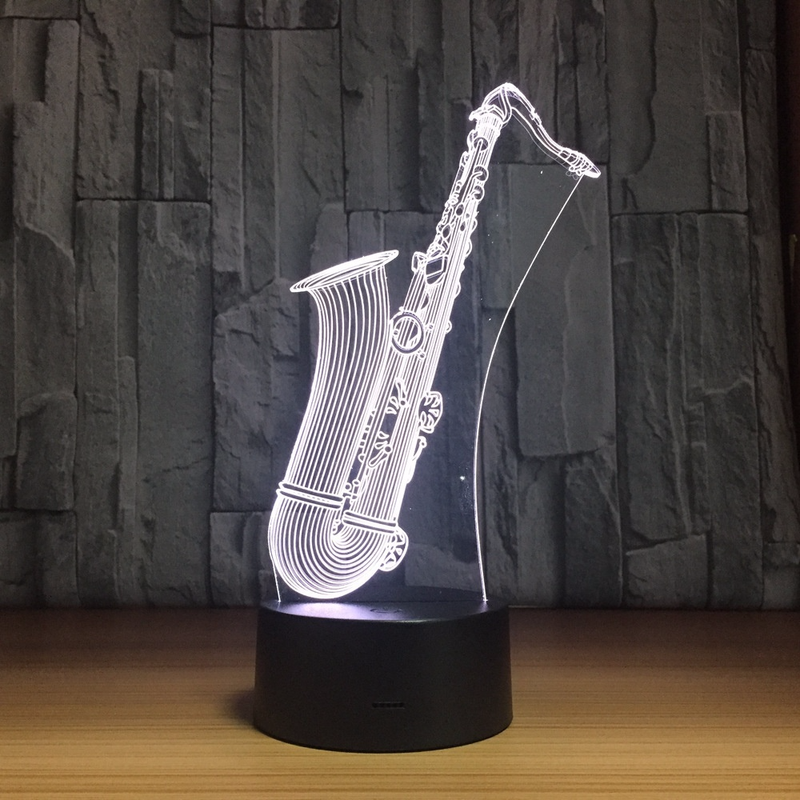 2018 New LED Night Light Saxophone USB 3D Lamp 7 Colors Touch Sensor 3D Bedroom Lights Atmosphere Decoration Gift