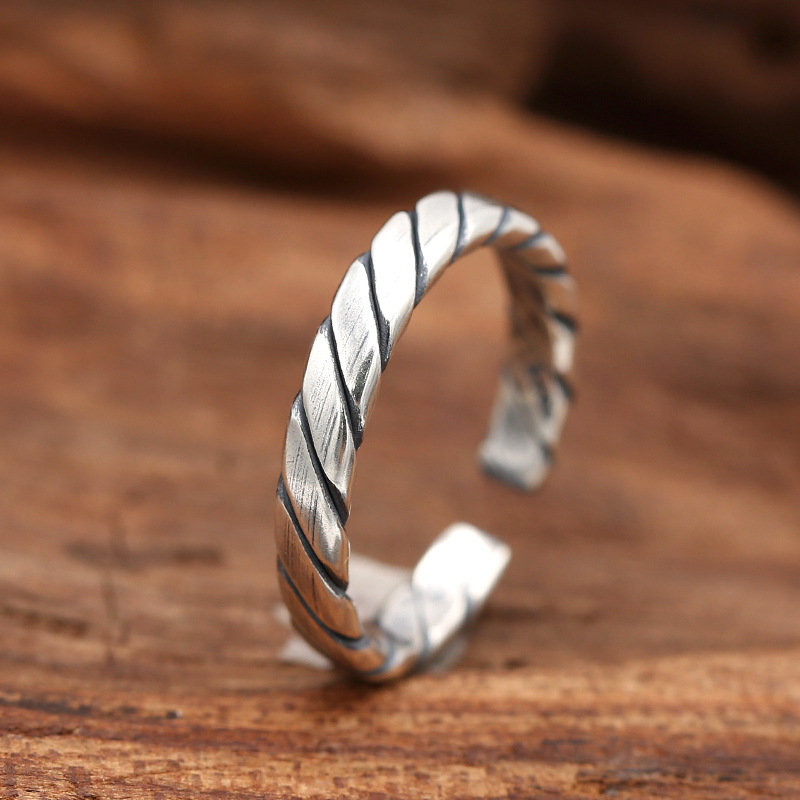 Hot sale brand new 925 sterling silver jewelry vintage twisted shape adjustable simple ring gift for women free shipping