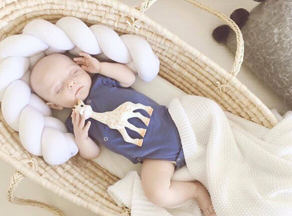 Weaving Strip Knotted Ball Pillow Baby Bed Bumper Decorative Cushions Nordic Style Handmade Children Room Kids Stuffed Toys