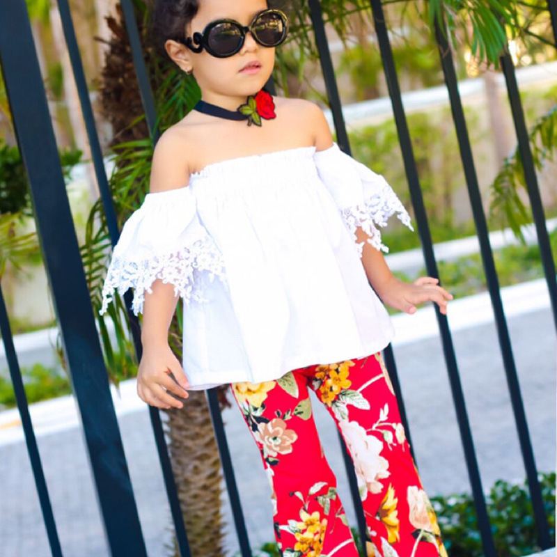 Kids Clothes For Girls 2018 Fashion Baby Girls Clothes White Lace Off Shoulder Tops Floral Printing Bell-bottoms Long Pants Outfits Z11, As photo
Kids Clothes For Girls 2018 Fashion Baby Girls Clothes White Lace Off Shoulder Tops Floral Printing Bell-bottoms Long Pants Outfits Z11, As photo