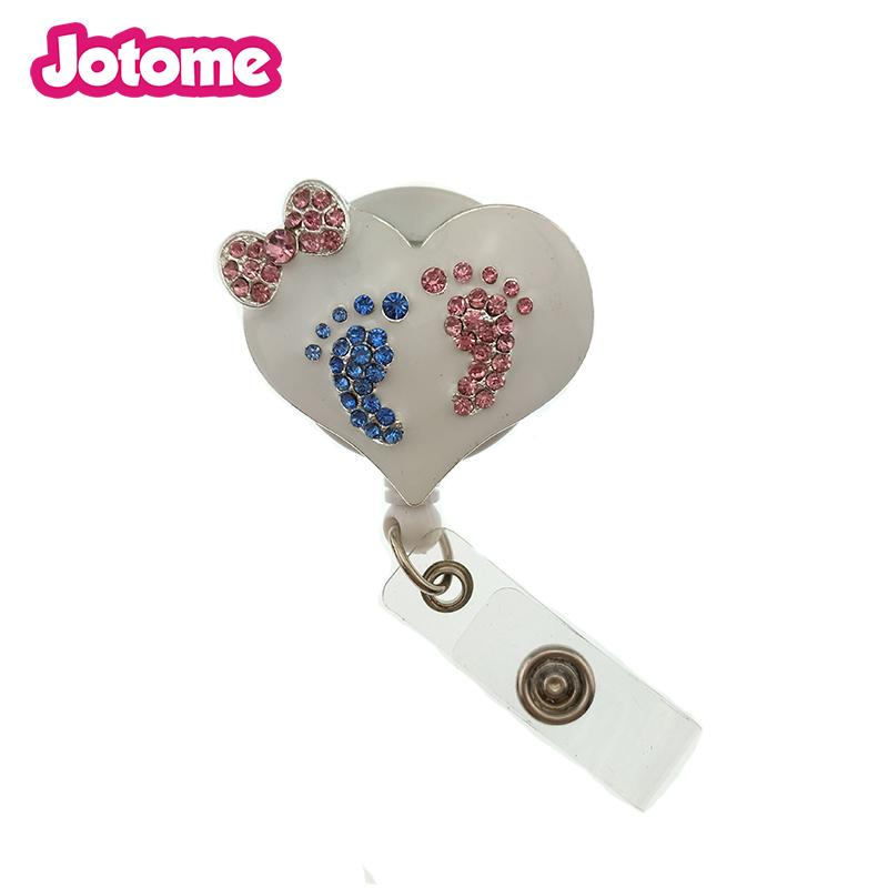 10pcs/lot Enamel Rhinestone Medical Heart Angel Nurse Retractable ID Badge Reel For Nurse Accessories