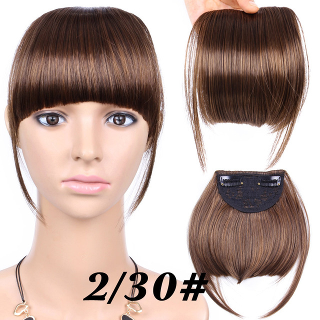 6 inches Short Front Neat bangs Clip in bang fringe Hair extensions straight Synthetic 100 Real Natural hairpiece