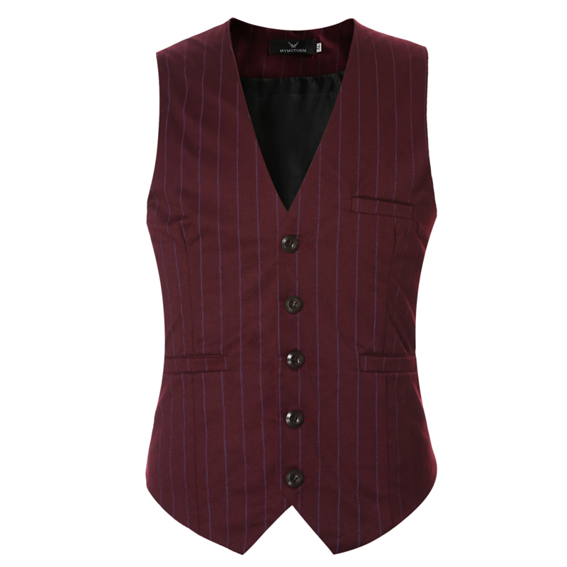 2017 New Fashion Men's Suit Vest Business Striped Waistcoat Slim Fit Dress Vests For Men Casual Colete Masculino Social 6XL