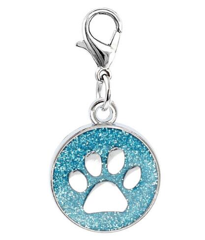 20PCSlot Colors 18mm footprints Cat Dog paw print hang pendant charms with lobster clasp fit for diy keychains fashion jewelrys