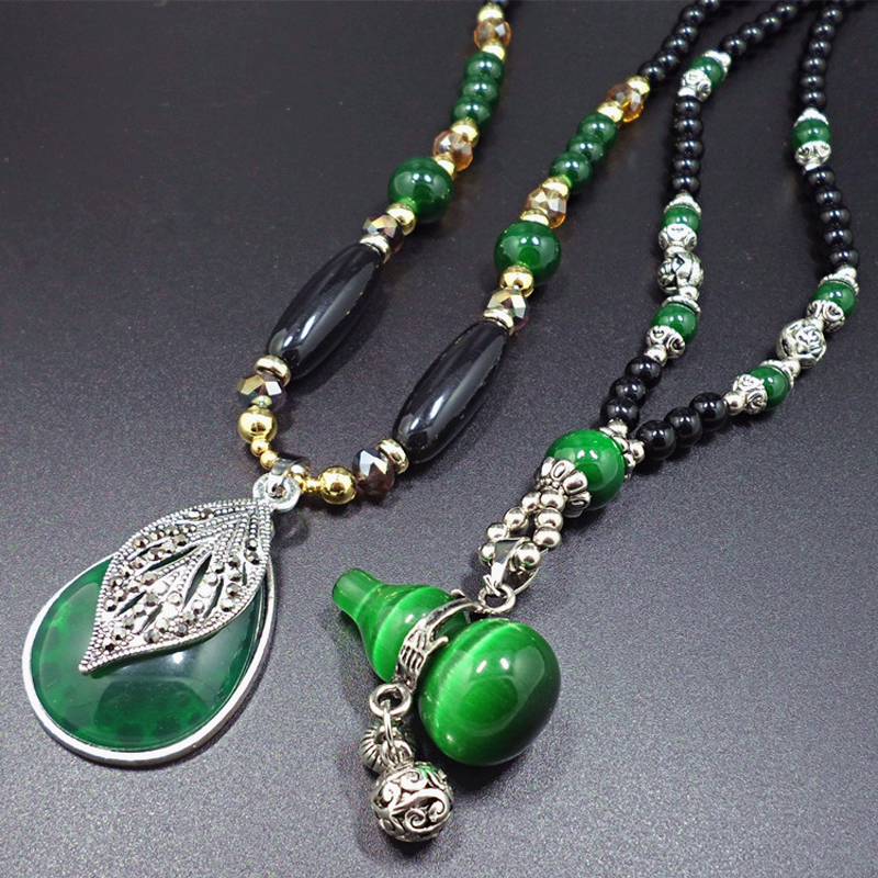 Ethnic Green Gourd Pendant Necklace Bohemia Vintage Long Beaded Chain Necklace Water Drop Leaf Pendants Neckalces Women Jewelry
Ethnic Green Gourd Pendant Necklace Bohemia Vintage Long Beaded Chain Necklace Water Drop Leaf Pendants Neckalces Women Jewelry