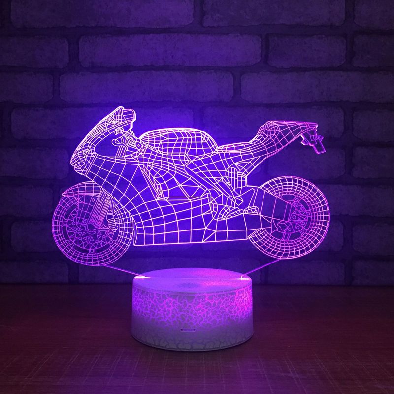 3D Acrylic LED Night Light Motorcycle Shape Touch 7 Color Changing Desk Table Lamp Party Decorative Light Christmas Gift