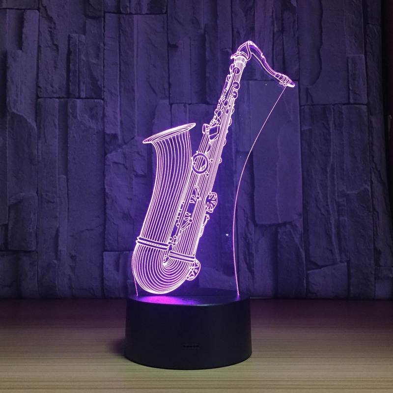 2018 New LED Night Light Saxophone USB 3D Lamp 7 Colors Touch Sensor 3D Bedroom Lights Atmosphere Decoration Gift